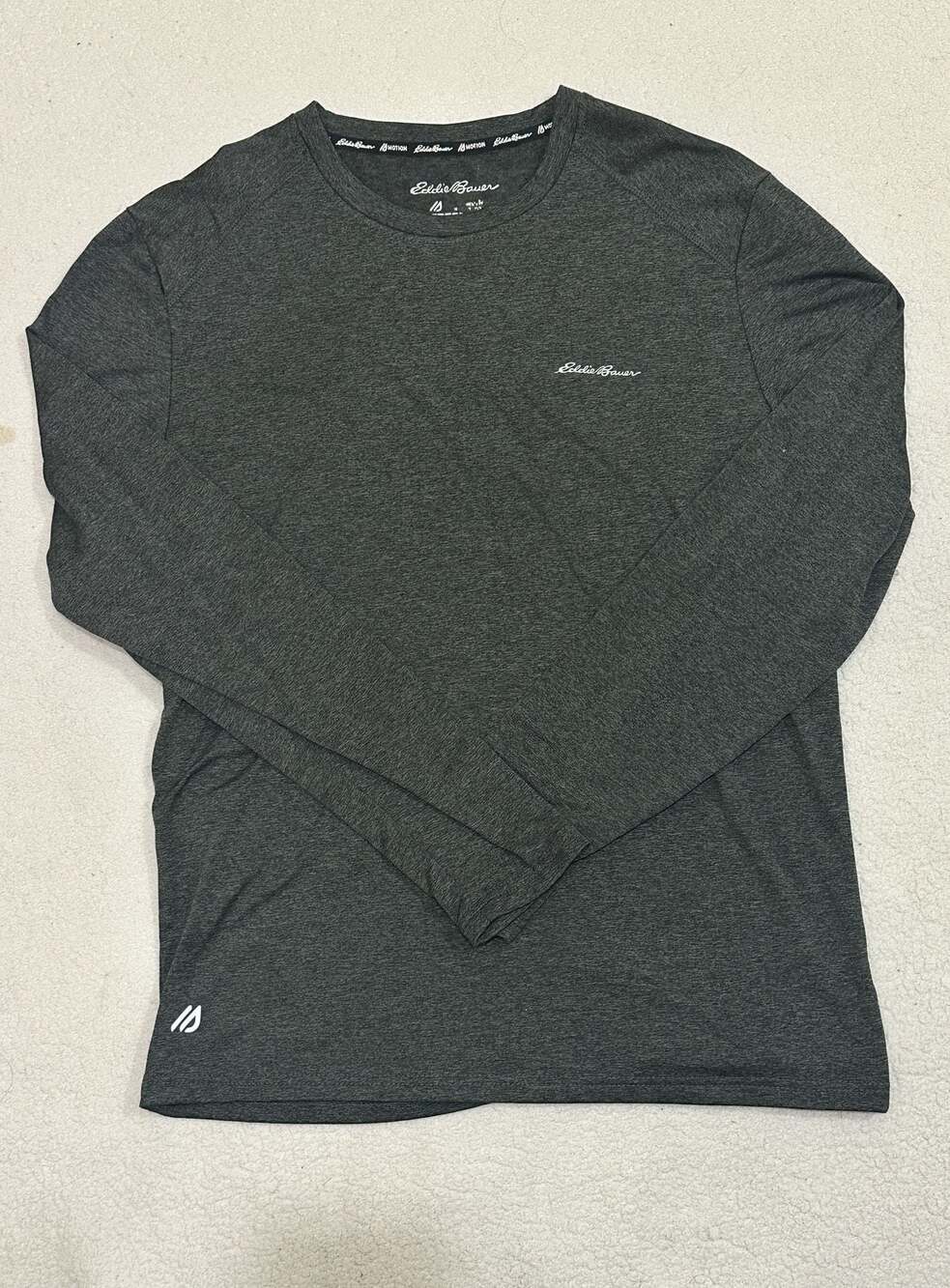 Eddie Bauer Motion Men's Medium Long Sleeve Performance Shirt Heather Grey